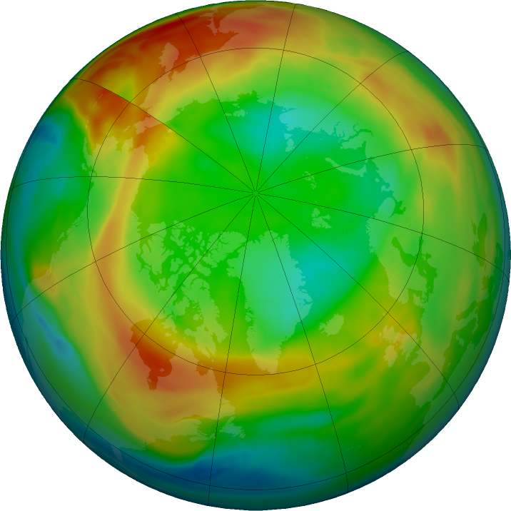 Arctic ozone map for 14 February 2022